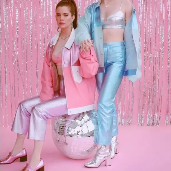 The Mighty Company The Queensway Lamb Leather Silver Pants Straight Leg Size 12 - Picture 4 of 13